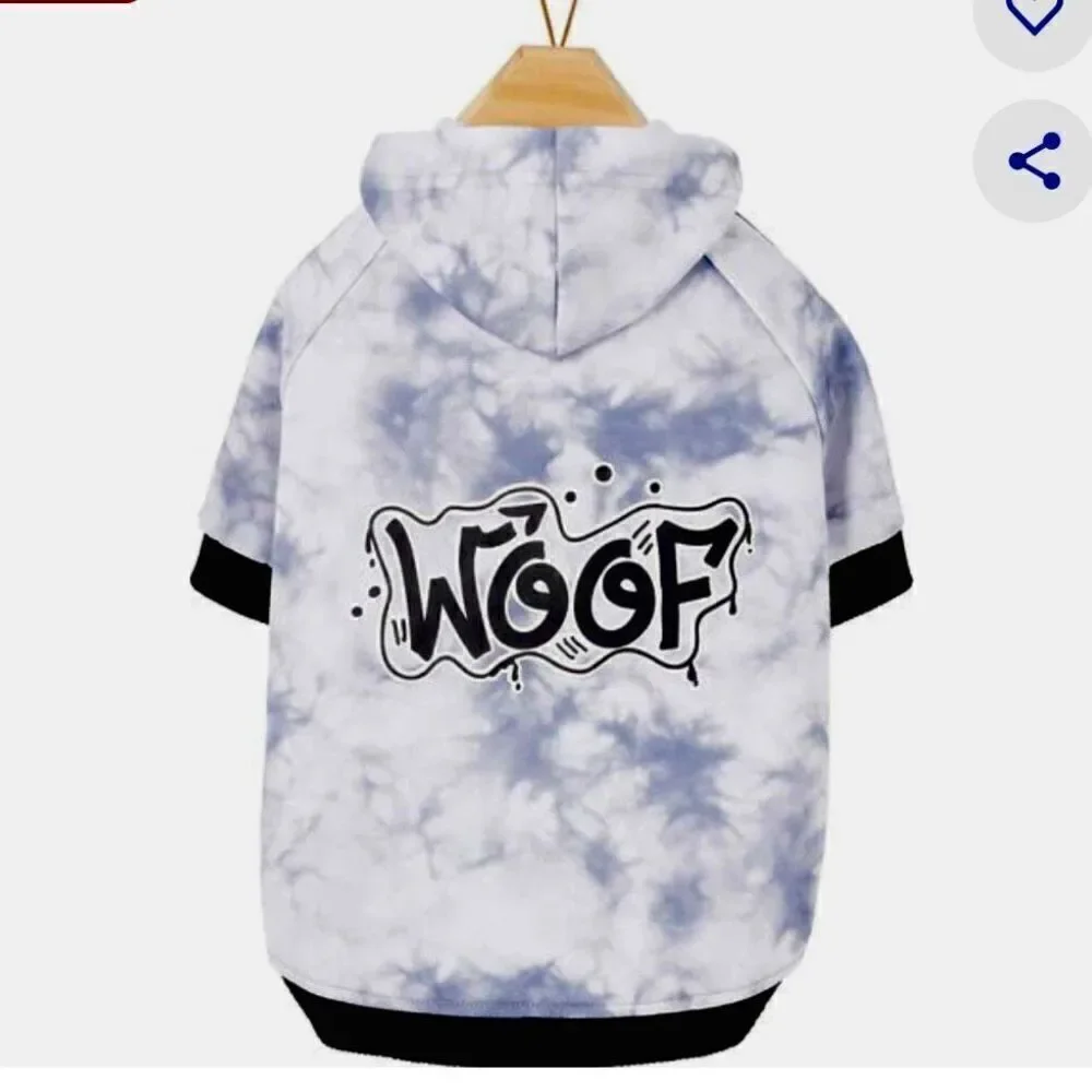 Frisco Woof Dog Hoodie Sweatshirt Blue Sz L